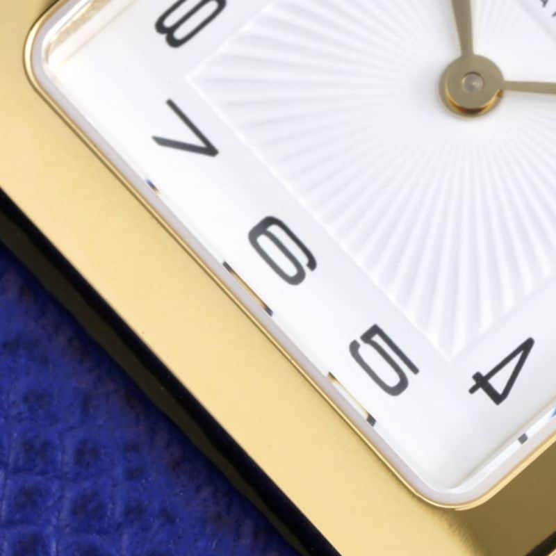 Hermès ladies' watchtop-tiersuper cloneHeureH series quartz square fashion watch blue braceletrose gold plate detail shots