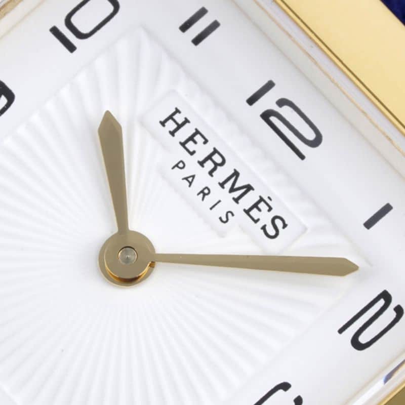 Hermès ladies' watchtop-tiersuper cloneHeureH series quartz square fashion watch blue braceletrose gold plate detail shots