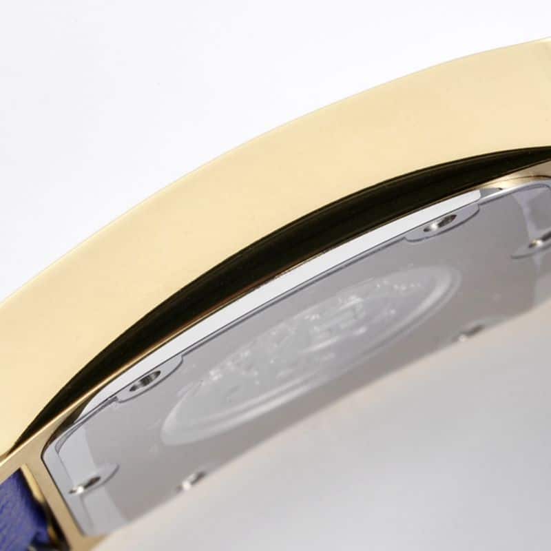 Hermès ladies' watchtop-tiersuper cloneHeureH series quartz square fashion watch blue braceletrose gold plate side view