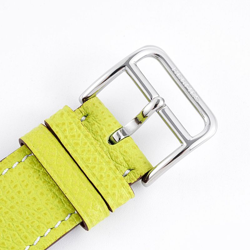 top-tier Hermès ladies' watchHeureH series quartz square fashion watch light yellow braceletwhite dialclasp picture