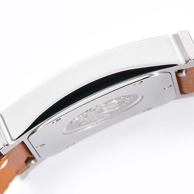 Fine imitation Hermes women's watches top quality HeureH series quartz square fashion watches brown strap white disk side view