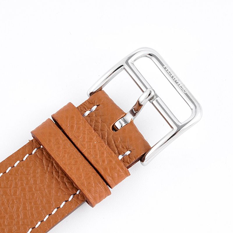 Fine imitation Hermes women's watches top quality HeureH series quartz square fashion watches brown strap white disk buckle figure