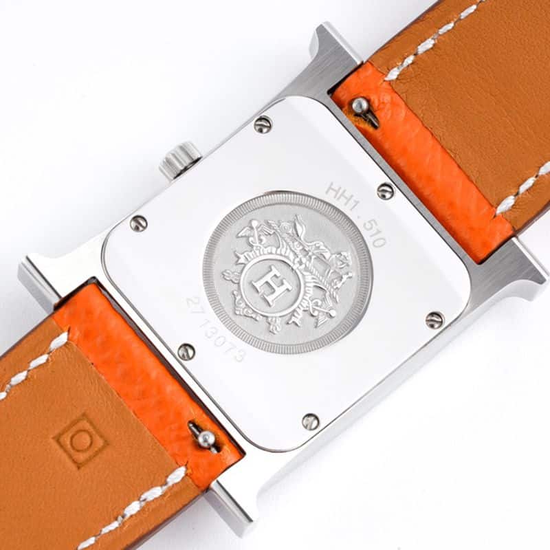 top-tierhigh-quality Hermès ladies' watchHeureH series quartz square fashion watch khaki braceletwhite dial back cover picture