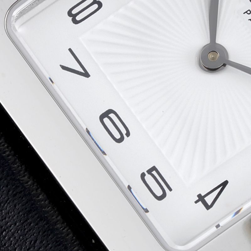 Hermès top-tiersuper cloneladies' watchHeureH series ladies quartz square fashion watch black leather white dialdetail shots