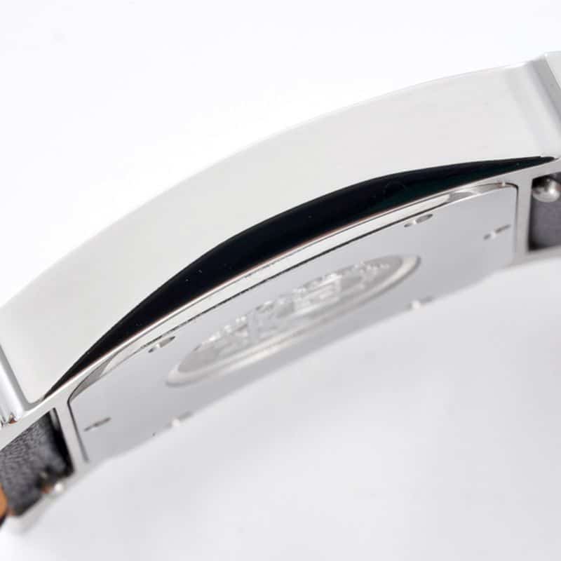 Hermès top-tiersuper cloneladies' watchHeureH series ladies quartz square fashion watch black leather white dial side view