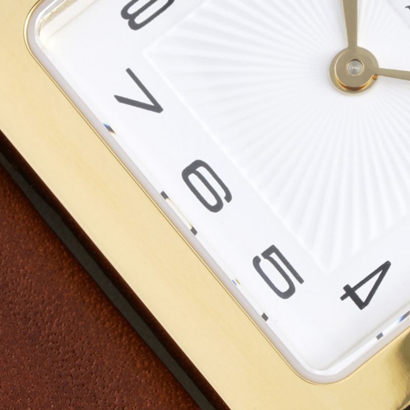 Hermès top-tier replicaladies' watchHeureH series ladies quartz square fashion watch black leather white dial detail shots