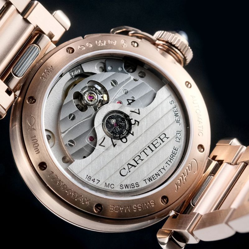 Cartiertop-tiersuper watch Pasha series ladies full automatic movement white face rose gold watch movement picture