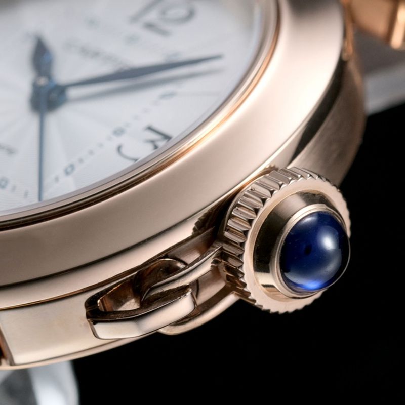 Cartiertop-tiersuper watch Pasha series ladies full automatic movement white face rose gold watch detail shots