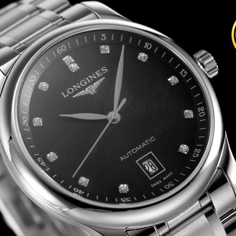 Longinestop-tier watch master series men's mechanical black watch front view