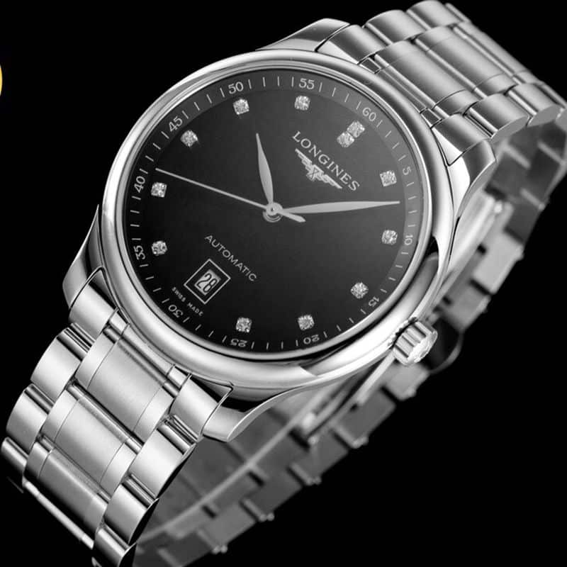 Longinestop-tier watch master series men's mechanical black watch front view