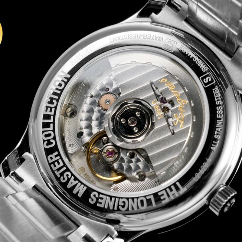 Longinestop-tier watch master series men's mechanical black watch movement picture