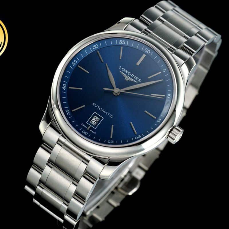 Longinestop-tier watch master series men's mechanical blue watch front view