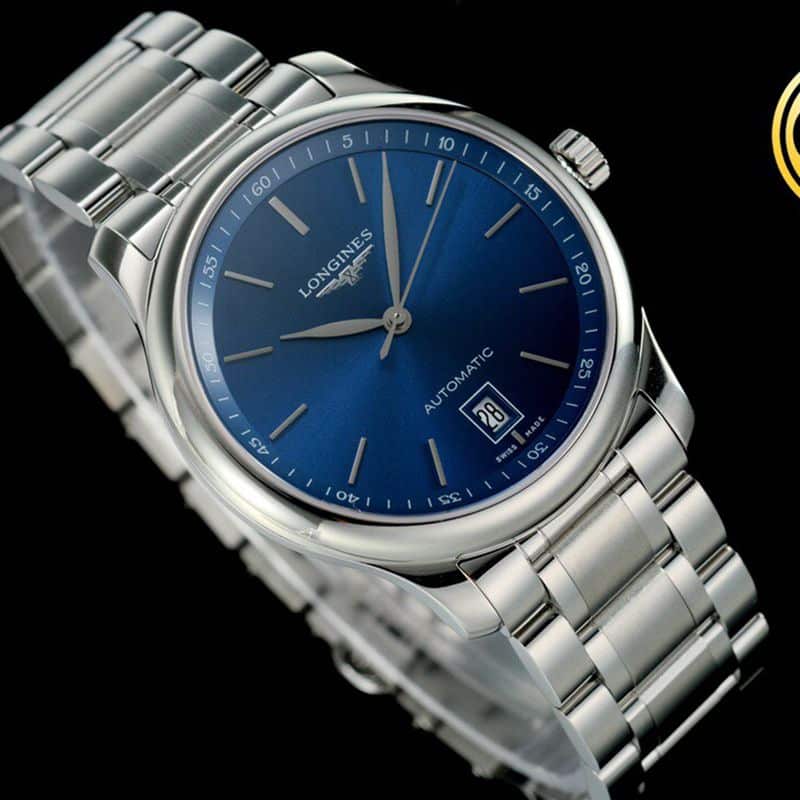Longinestop-tier watch master series men's mechanical blue watch front view