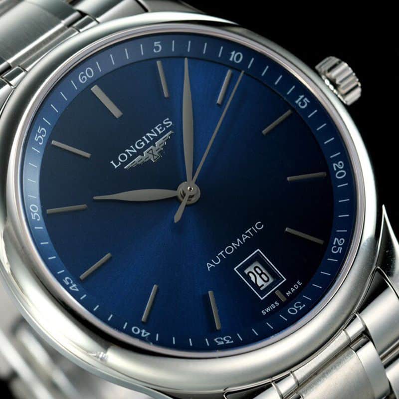 Longinestop-tier watch master series men's mechanical blue watch front view