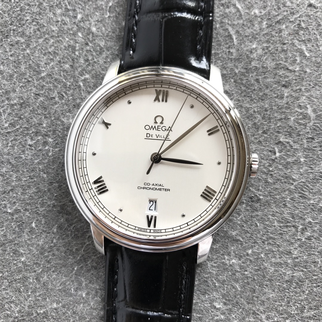 Omegatop-tiersuper watch Diefei series white face men's mechanical watch front view
