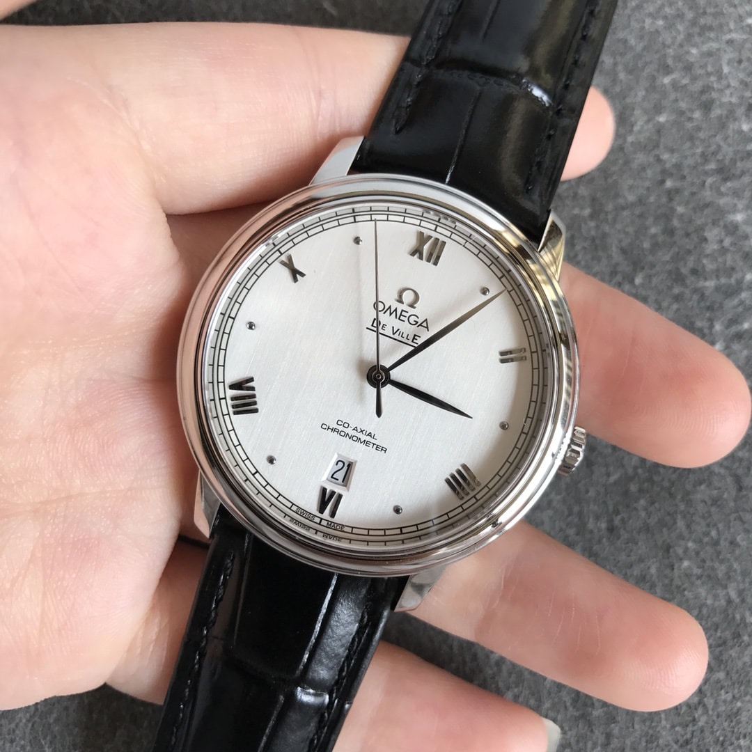 Omegatop-tiersuper watch Diefei series white face men's mechanical watch front view