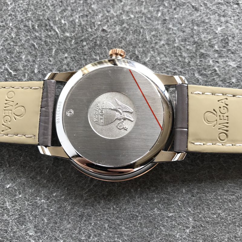 Omegatop-tier watch Diefei series white leather strap men's mechanical watch back cover picture