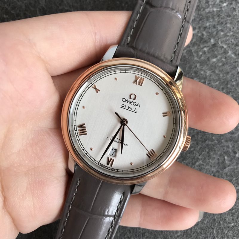 Omegatop-tier watch Diefei series white leather strap men's mechanical watch front view