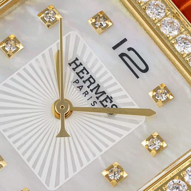 Hermès top-tier watch HeureH three-hand series ladies quartz white dial watch detail shots