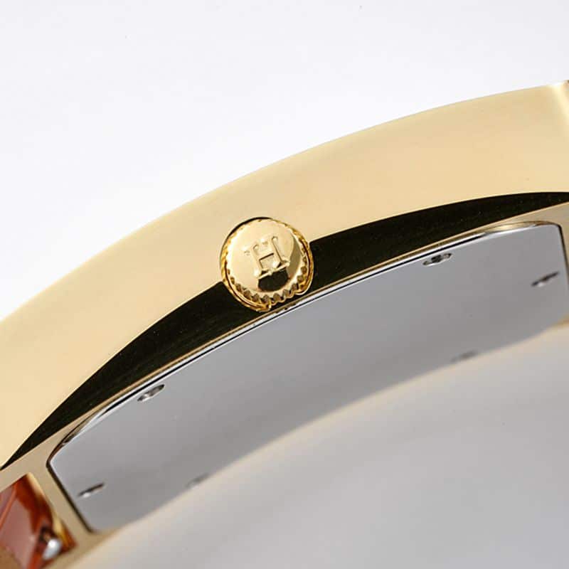 Hermès top-tier watch HeureH three-hand series ladies quartz white dial watch side view