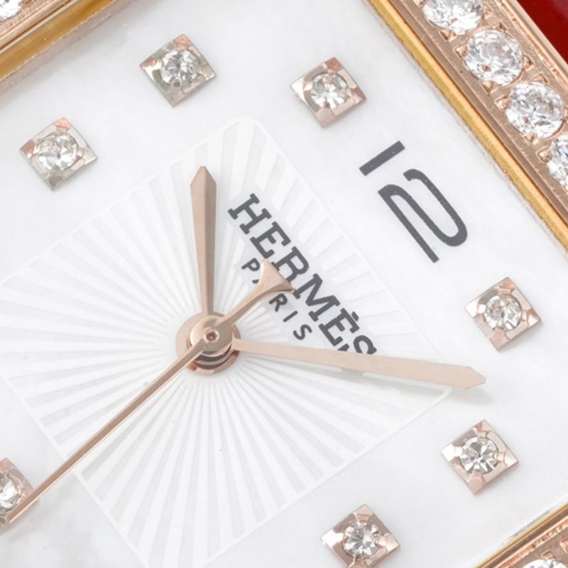 Hermès top-tier watch HeureH three-hand series ladies quartzrose gold watch detail shots