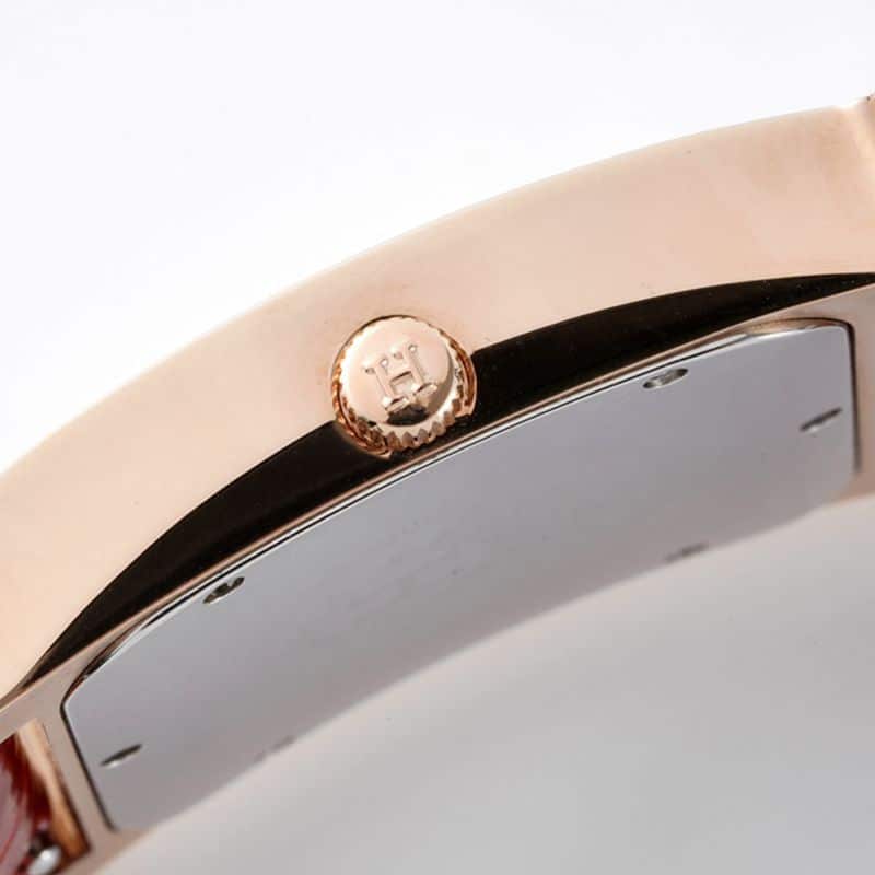 Hermès top-tier watch HeureH three-hand series ladies quartzrose gold watch side view