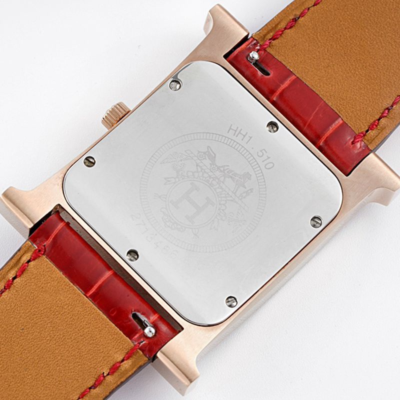 Hermès top-tier watch HeureH three-hand series ladies quartzrose gold watch movement picture