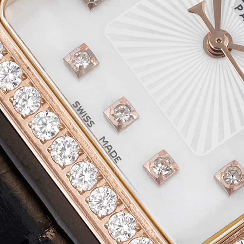 Hermès top-tier watch HeureH three-hand series ladies quartz diamondleather strap watch detail shots