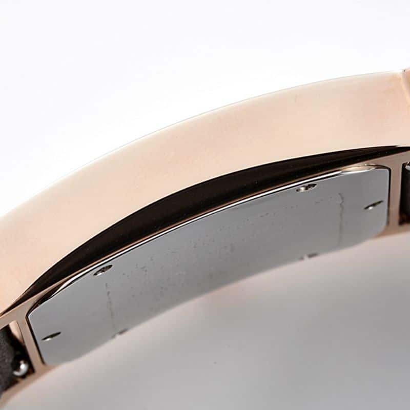 Hermès top-tierhigh-quality watch HeureH three-hand series ladies leather straprose goldwhite dial watch side view