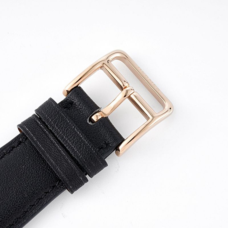 Hermès top-tierhigh-quality watch HeureH three-pin series ladies leather straprose goldwhite dial watch clasp picture