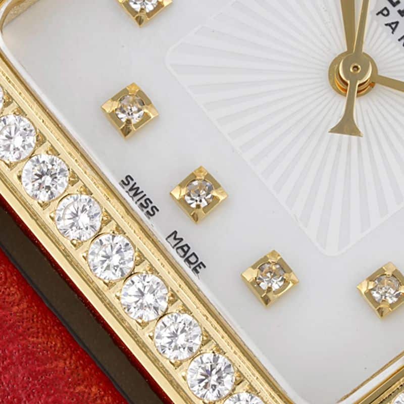 Hermès top-tierhigh-quality watch HeureH three-hand series ladies leather strapwhite dial gold watch detail shots