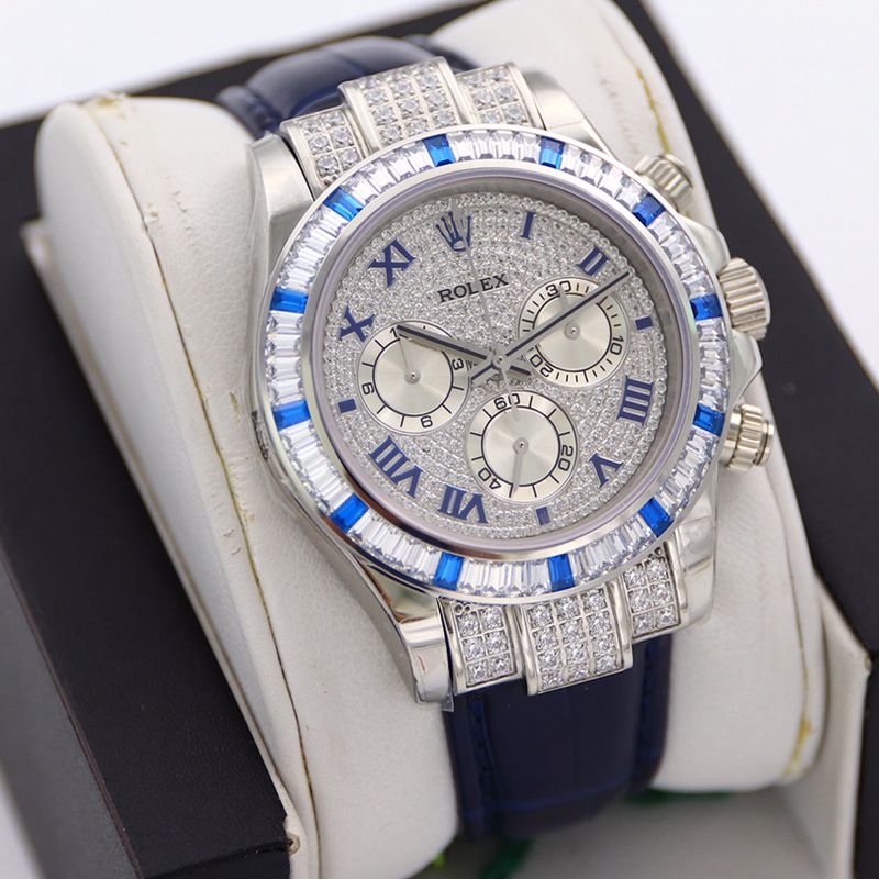 Rolextop-tiersuper watch Daytona series pavé 116599 starry blue diamond men's watch front view