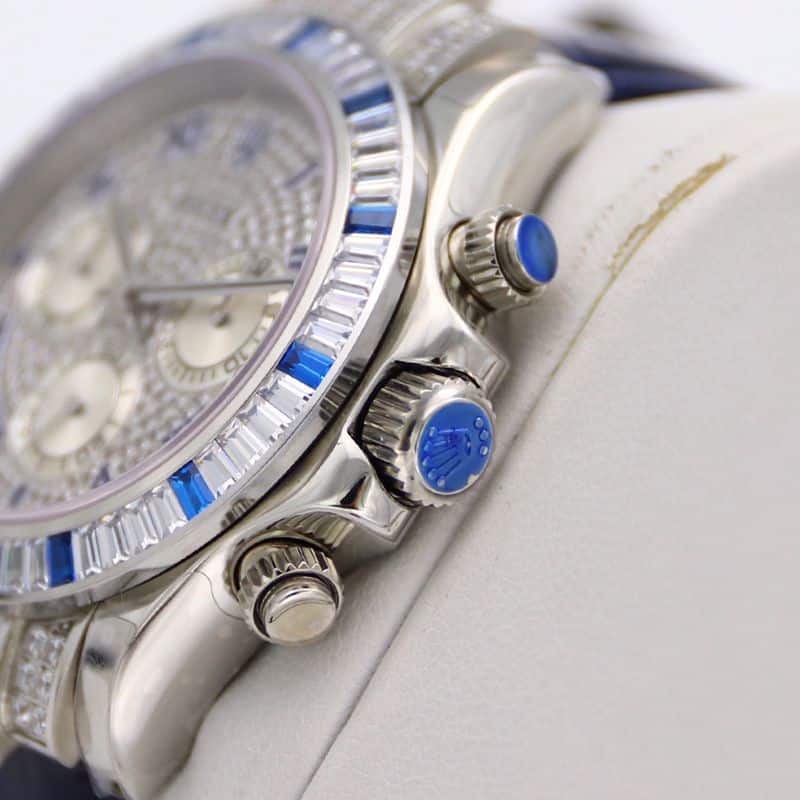 Rolextop-tiersuper watch Daytona series pavé 116599 starry blue diamond men's watch side view