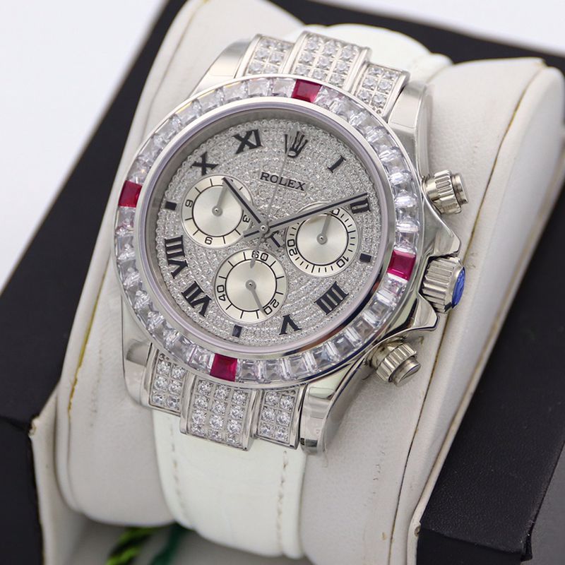 Rolextop-tier watch Daytona series pavé 116599 starry pink diamond men's watch front view