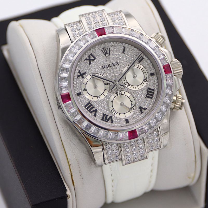 Rolextop-tier watch Daytona series pavé 116599 starry pink diamond men's watch front view