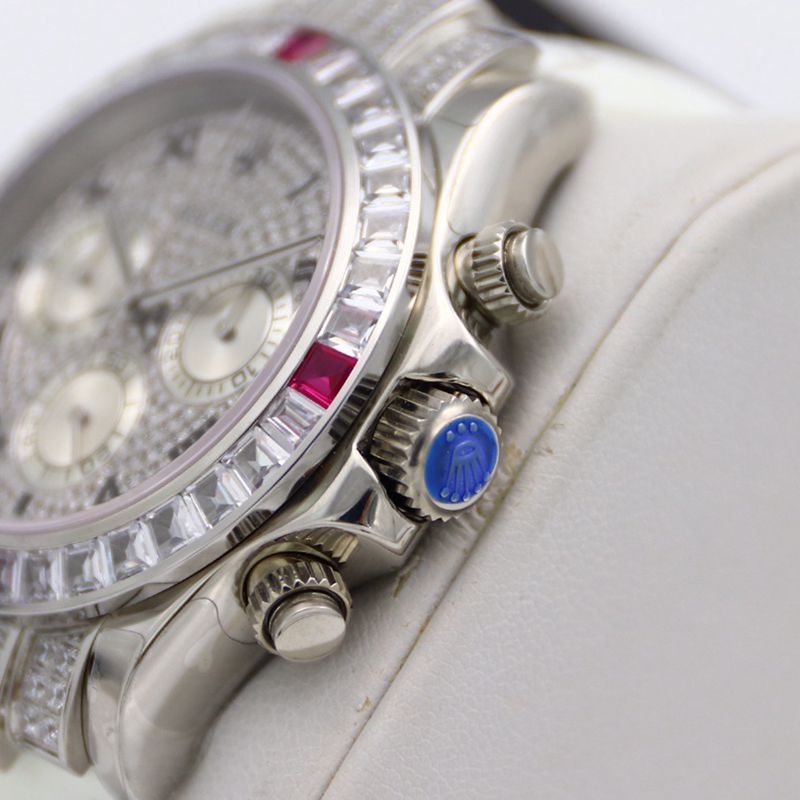 Rolextop-tier watch Daytona series pavé 116599 baby's breath pink diamond men's watch side view
