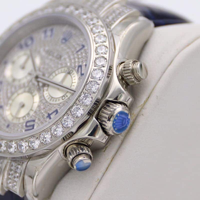 Rolextop-tierhigh-quality watchDaytona series pavé 116599 baby's breath leather strap men's mechanical watch side view