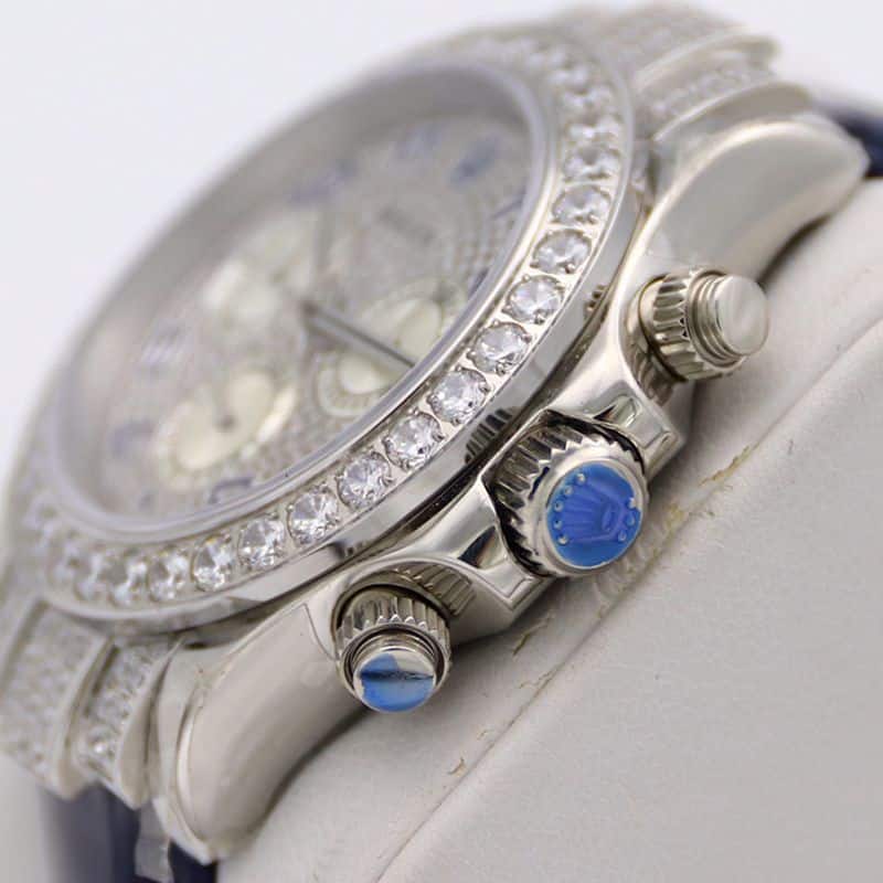 Rolextop-tierhigh-quality watchDaytona series pavé 116599 baby's breath leather strap men's mechanical watch side view
