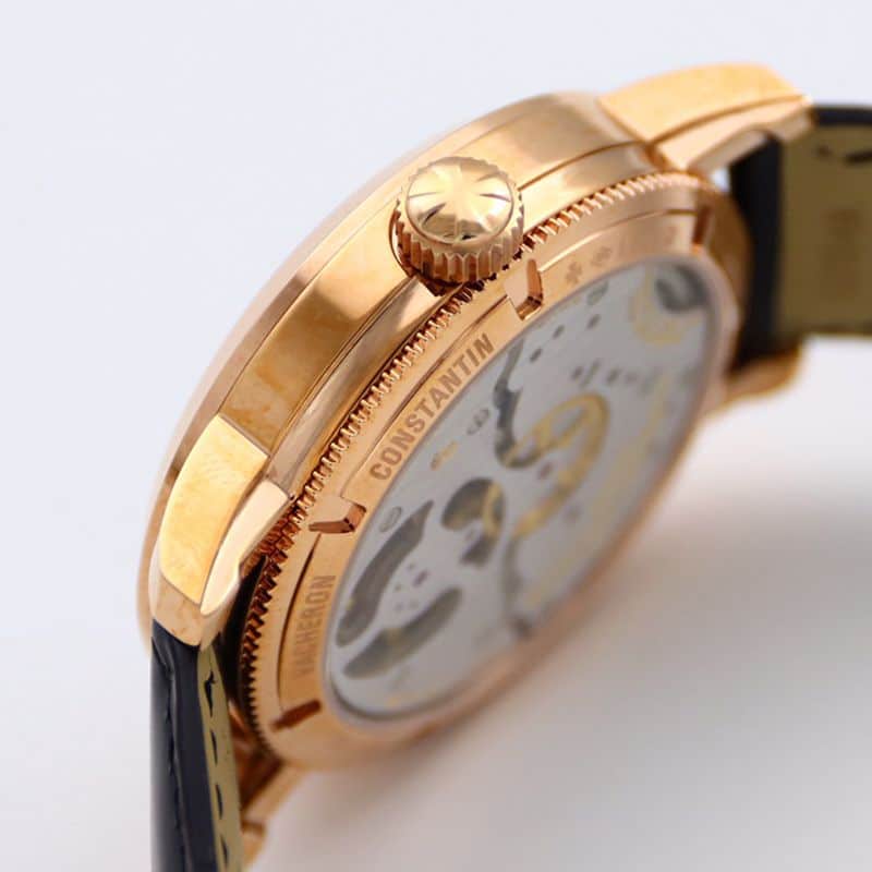 Vacheron Constantintop-tiersuper watch Traditionnelle series tourbillon men's black dial gold watch side view