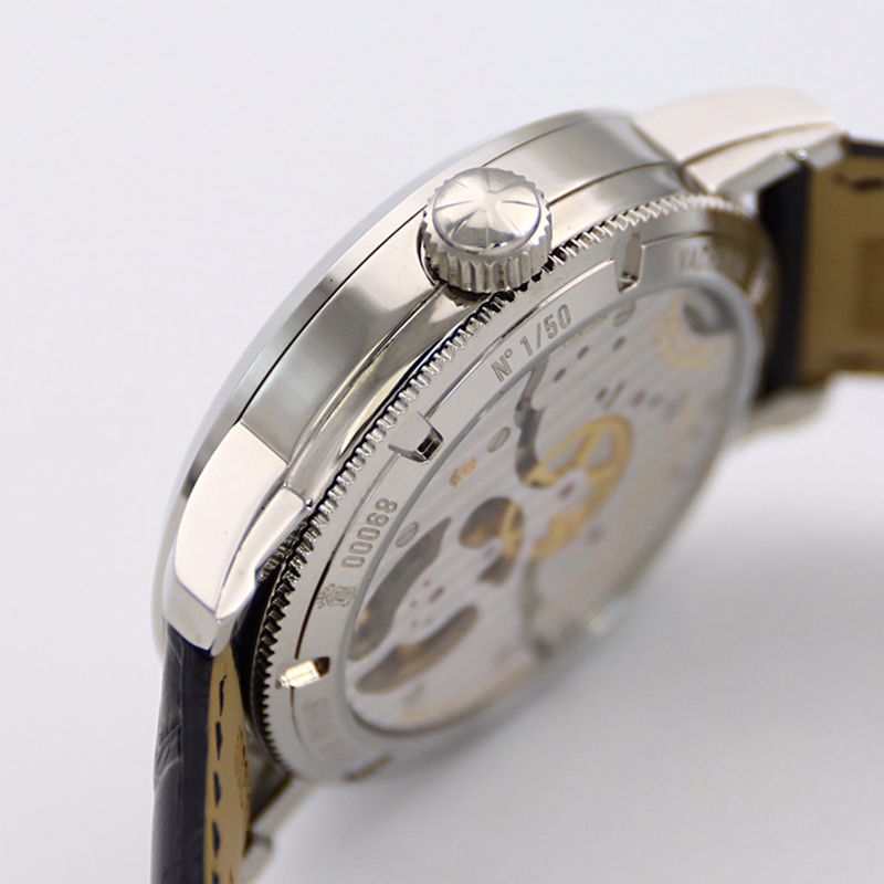 Vacheron Constantintop-tier watch Traditionnelle series tourbillonleather strapwhite dial men's watch side view