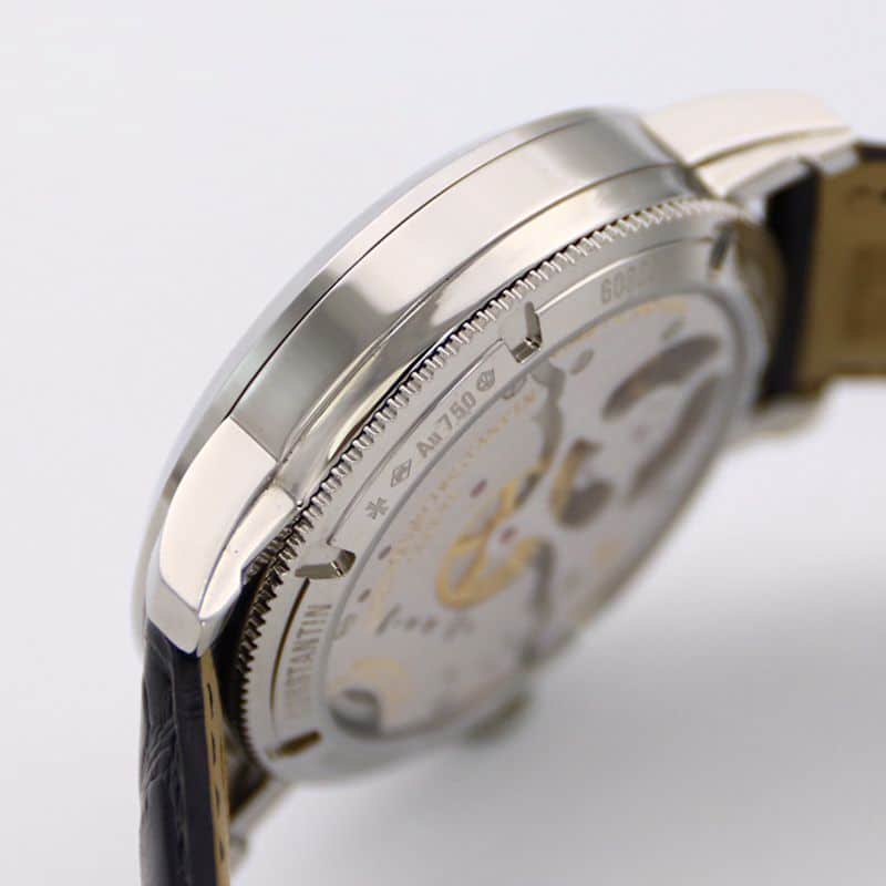 Vacheron Constantintop-tier watch Traditionnelle series tourbillonleather strapwhite dial men's watch side view