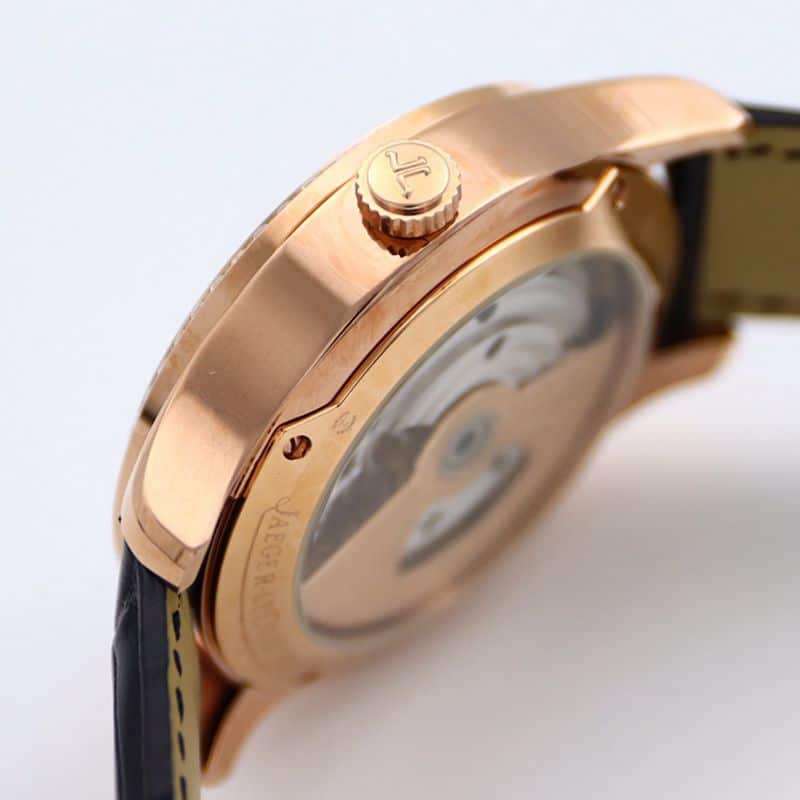 Jaeger-LeCoultre master top-tierhigh-quality watch 1662451 series automatic genuine tourbillon men's diamond gold watch white dial watch side view