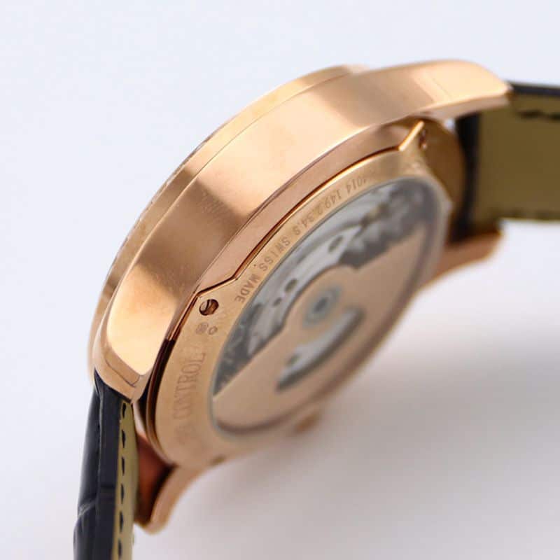 Jaeger-LeCoultre master top-tierhigh-quality watch 1662451 series automatic genuine tourbillon men's diamond gold watch white dial watch side view