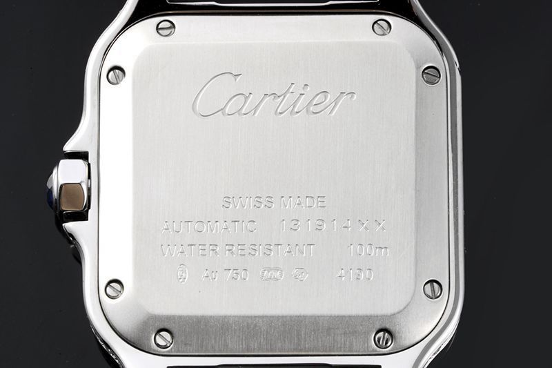 Cartiertop-tiersuper watch Santos series ladies steel braceletdiamondwhite dial watch back cover picture