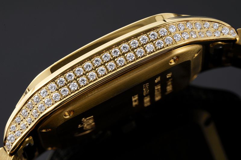 Cartiertop-tiersuper watch Santos series ladies steel braceletdiamondwhite dial gold watch side view