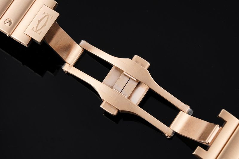 Cartiertop-tier watch Santos series ladies steel braceletdiamondwhite dialrose gold watch clasp picture