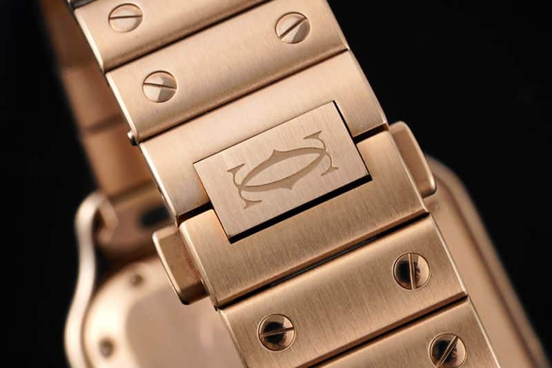 Cartiertop-tier watch Santos series ladies steel braceletdiamondwhite dialrose gold watch clasp picture