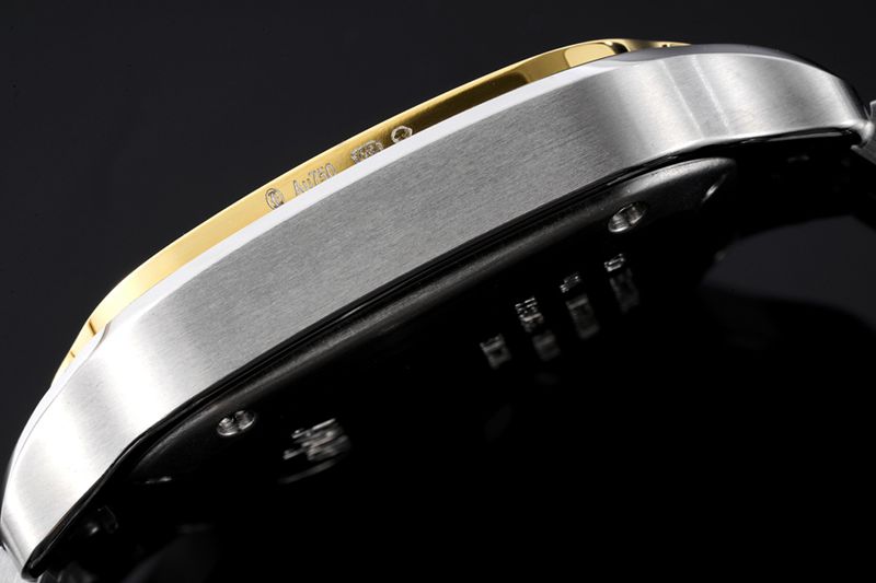 Cartiertop-tier watch Santos series ladies steel bracelet white dial gold watch side view