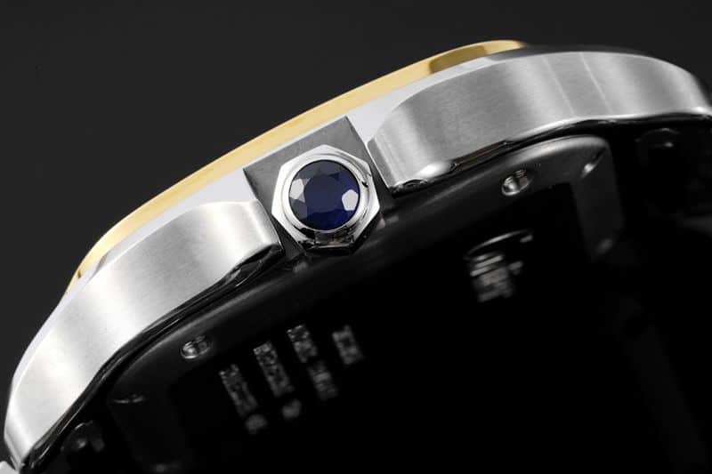 Cartiertop-tier watch Santos series ladies steel bracelet white dial gold watch side view