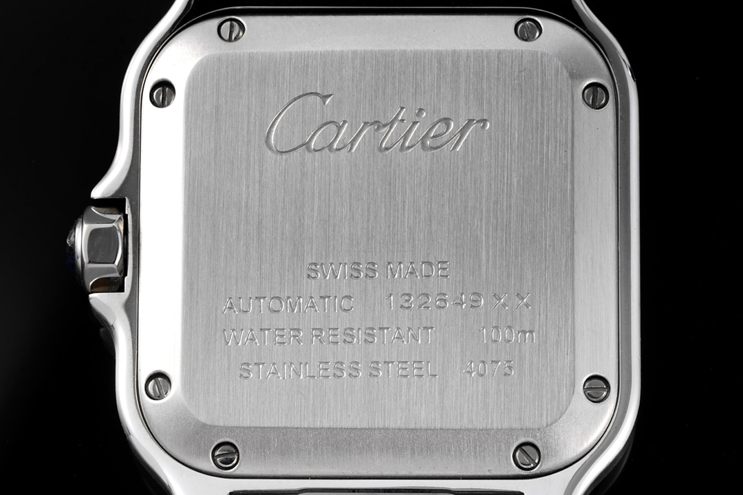 Cartiertop-tierhigh-quality watch Santos series ladies steel bracelet white dial rose gold watch back cover picture